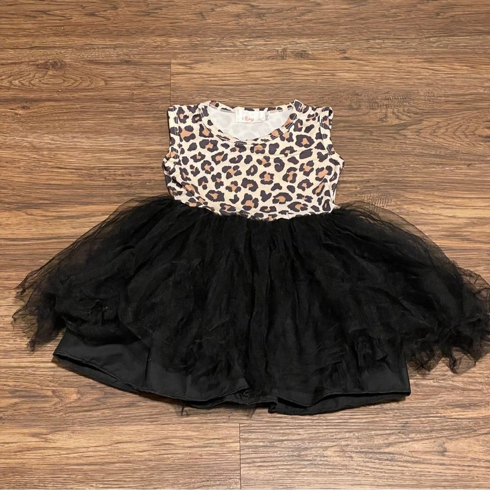 Mila & Rose Wild One Sleeveless Leopard Tutu Dress Black Tan White Size 2T